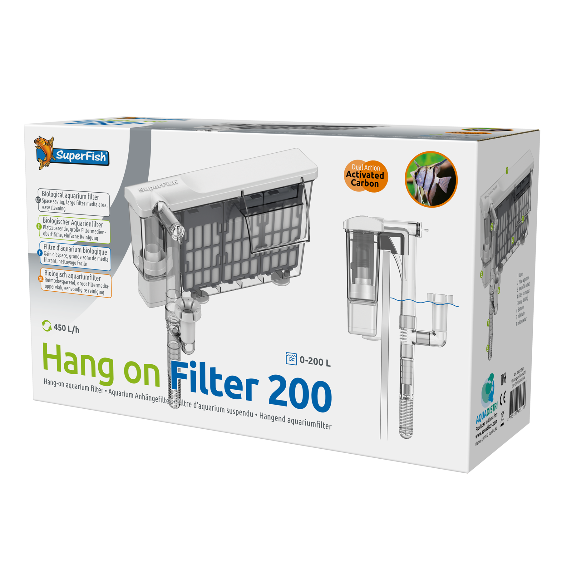 SUPERFISH HANG on AQUARIUM FILTER WATERFALL EXTERNAL FILTRATION FISH HOB SKIMMER