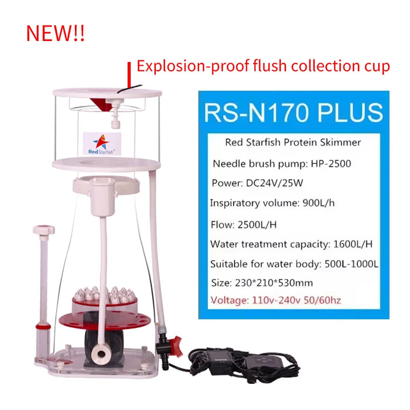 110-240V Red Starfish  Aquarium Internal Protein Skimmer Sump Pump Saltwater Marine Reef Needle Wheel Venturi Pump 200-600L